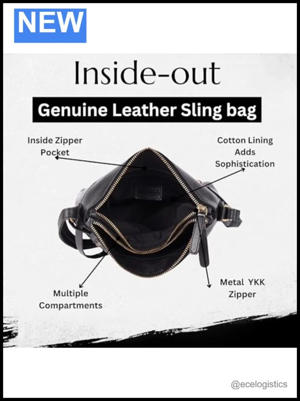 Genuine Italian Leather Boho Studded Crossbody Sling Bag